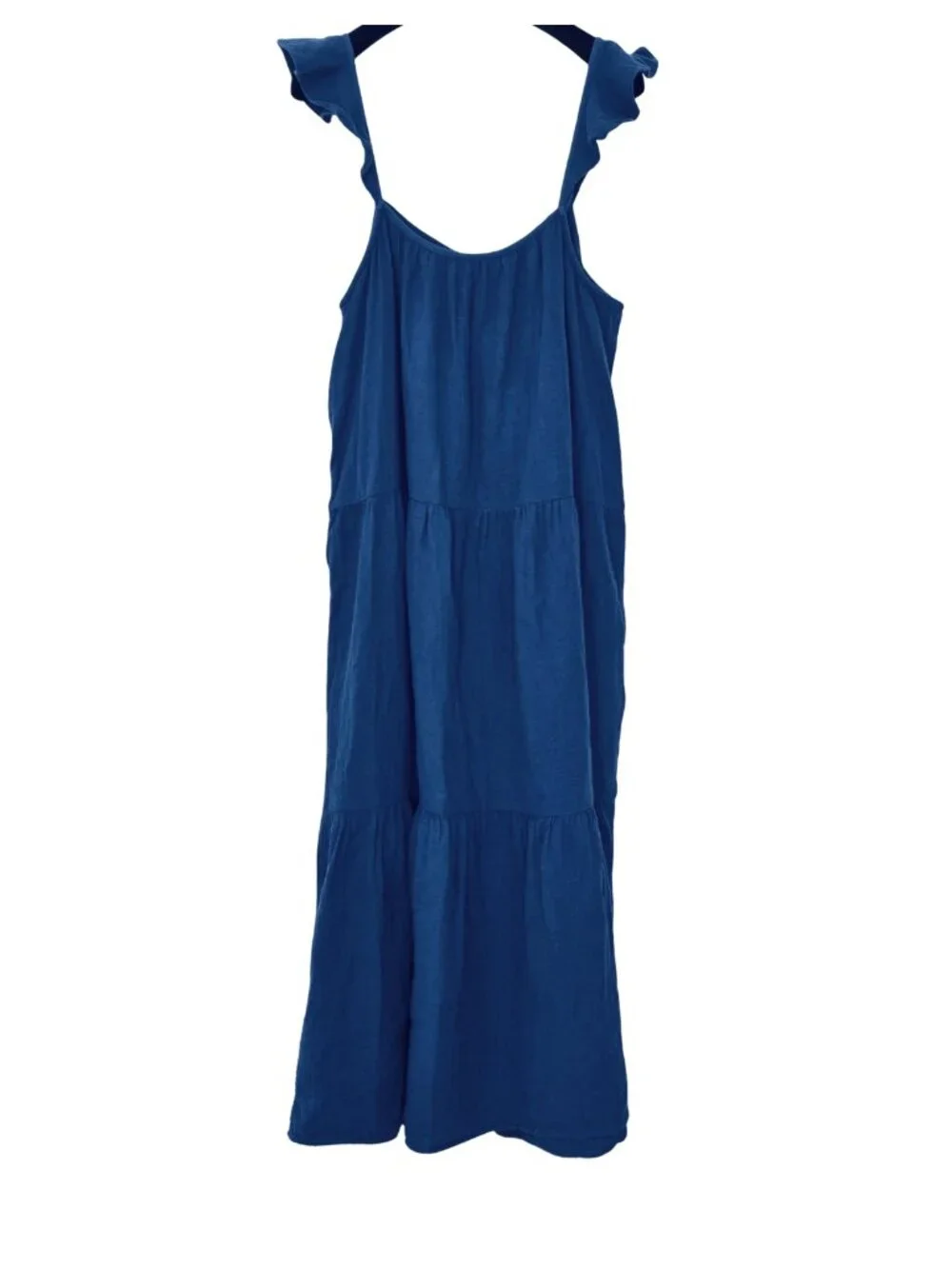 J. Crew Blue Tiered A-Line Cotton Gauze Midi Dress Sz XL Pockets 100% Cotton NWT